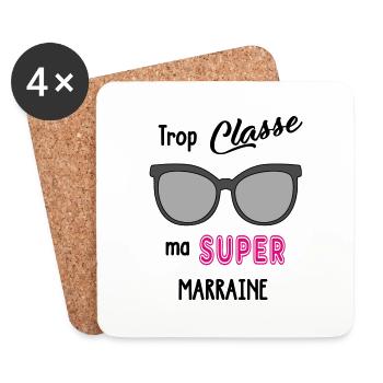 Super Marraine - Dessous de verre (lot de 4) - blanc - Devant