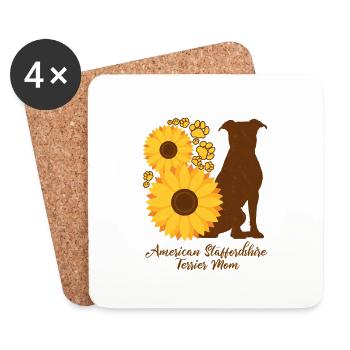 Mère tournesol - Staffordshire Terrier - Dessous de verre (lot de 4) - blanc - Devant