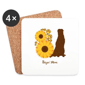 Mère Tournesol - Borzoi - Dessous de verre (lot de 4) - blanc - Devant