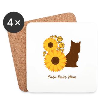 Sonnenblumenmutter - Cairn Terrier - Untersetzer (4er-Set) - Weiß - Vorne