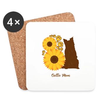Mère tournesol - Collie Spaniel - Dessous de verre (lot de 4) - blanc - Devant