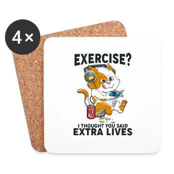 Funny Cat Gaming Exercise I Thought You Said - Coasters (set of 4) - white - Front
