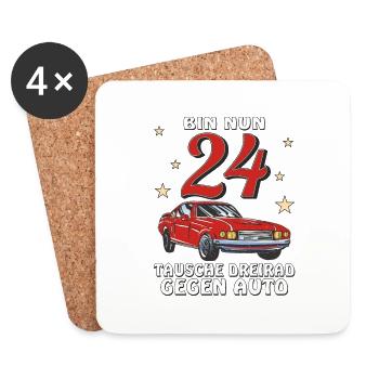 AUTO GEBURTSTAG BIN NUN 24 - Untersetzer (4er-Set) - Weiß - Vorne