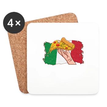 Italian Pizza Lover Italy Flag Italian Fast Food - Coasters (set of 4) - white - Front