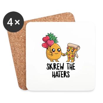 Nette hawaiianische Pizza lustige Pizza Kawaii Ananas - Untersetzer (4er-Set) - Weiß - Vorne