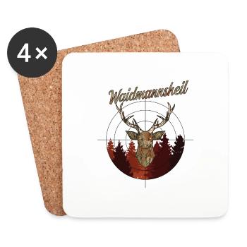 Waidmannsheil Jäger Jägerin Jägergruß Hirsch Wald - Untersetzer (4er-Set) - Weiß - Vorne