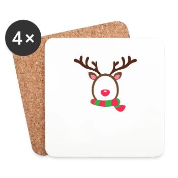 Joyeux Noël Drôle de Chemise de Noël - Dessous de verre (lot de 4) - blanc - Devant