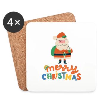 Joyeux Noël Drôle de Chemise de Noël - Dessous de verre (lot de 4) - blanc - Devant