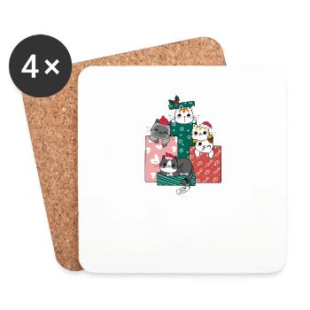 Joyeux Noël Drôle de Chemise de Noël - Dessous de verre (lot de 4) - blanc - Devant