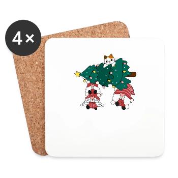 Joyeux Noël Drôle de Chemise de Noël - Dessous de verre (lot de 4) - blanc - Devant