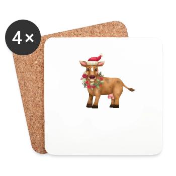 Joyeux Noël Drôle de Chemise de Noël - Dessous de verre (lot de 4) - blanc - Devant