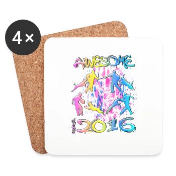 Awesome since 2016. Agility, Hundetraining - Coasters (set of 4) - white - Front
