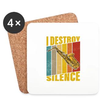 I Destroy Silence Saxophone Player Marching Band S - Untersetzer (4er-Set) - Weiß - Vorne