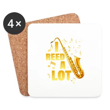 I Reed A Lot Saxophone Player Marching Band Saxoph - Dessous de verre (lot de 4) - blanc - Devant