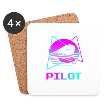 Retro Pilot Aviation Piloten - Untersetzer (4er-Set) - Weiß - Vorne