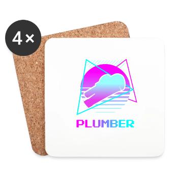 Plomberie rétro - Dessous de verre (lot de 4) - blanc - Devant