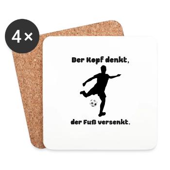 Der Kopf denkt, der Fuß versenkt - Untersetzer (4er-Set) - Weiß - Vorne