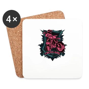 Downhill Mountain Bike Moto Cross Girls - Coasters (set of 4) - white - Front