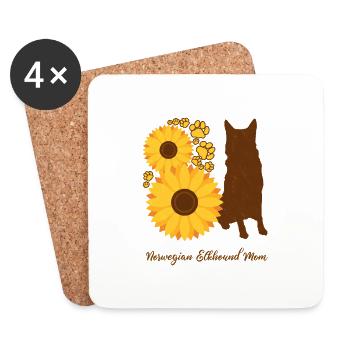 Sunflower Mom - Chien wapiti norvégien - Dessous de verre (lot de 4) - blanc - Devant