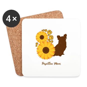 Sonnenblumenmutter - Papillon - Untersetzer (4er-Set) - Weiß - Vorne