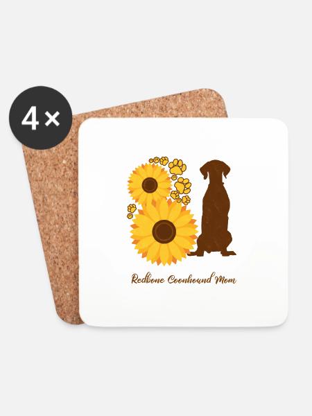 Sonnenblumenmutter - Redbone Coonhound - Untersetzer (4er-Set) - Weiß
