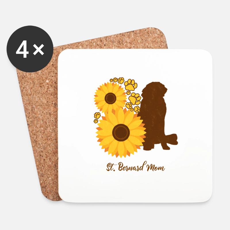 Sonnenblumenmutter - Bernhardiner - Untersetzer (4er-Set) - Weiß