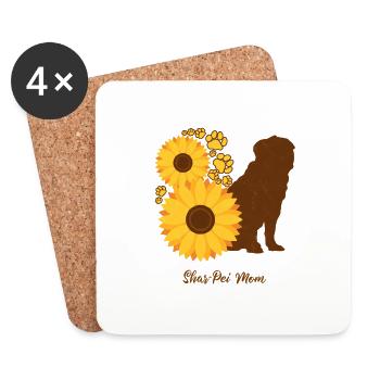 Sunflower Mother - Shar-Pei - Coasters (set of 4) - white - Front