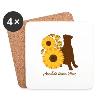 Mère tournesol - Airedale Terrier - Dessous de verre (lot de 4) - blanc - Devant