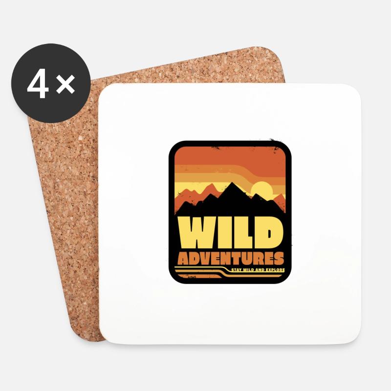 Camping Adventures Wild - Untersetzer (4er-Set) - Weiß