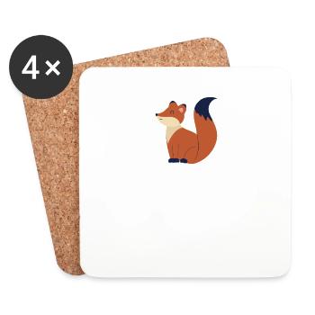 Renard - Dessous de verre (lot de 4) - blanc - Devant