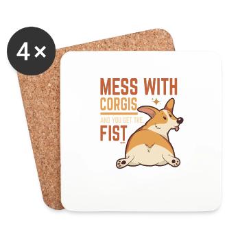 don't mess with corgis - Coasters (set of 4) - white - Front