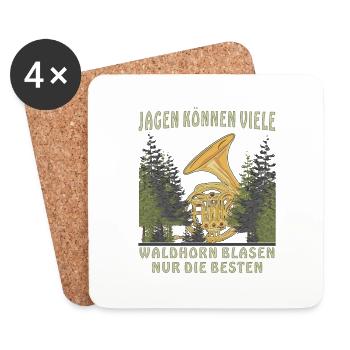 JAGEN KÖNNEN VIELE WALDHORN - Untersetzer (4er-Set) - Weiß - Vorne