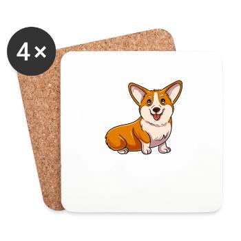 Cute Corgi Dog Pet Design - Coasters (set of 4) - white - Front