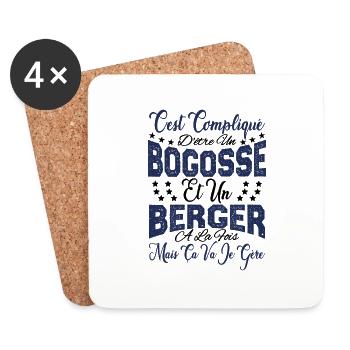 c'est compliqué d'être un Bogosse et un Berger. - Dessous de verre (lot de 4) - blanc - Devant