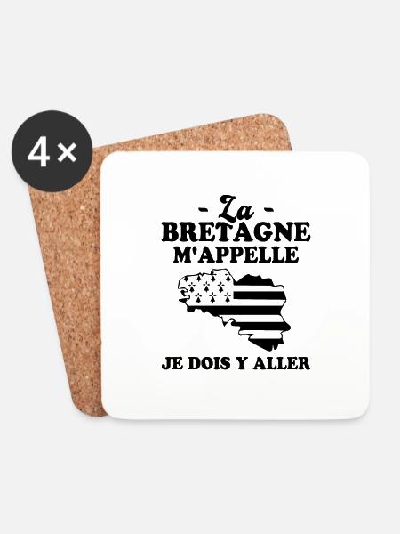 La bretagne m'appelle humour breton homme - Dessous de verre (lot de 4) - blanc