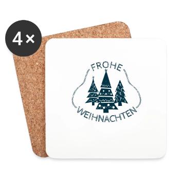 Frohe Weihnachten - Tannenbäume Weihnachtsbäume - Untersetzer (4er-Set) - Weiß - Vorne