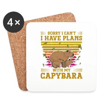 Sorry I Can't I Have Plans With My Capybara - Coasters (set of 4) - white - Front