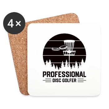 Disc Golf Disc-Golf Frisbee Baum Korb Abwurf - Untersetzer (4er-Set) - Weiß - Vorne