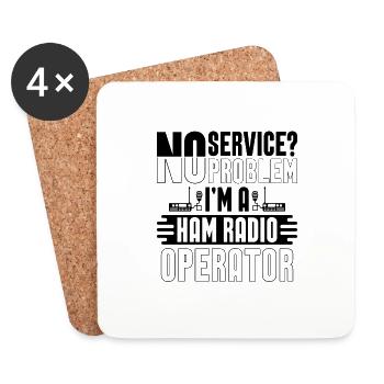 Pas de service Pas de problème Fréquence Opérateur radio amateur - Dessous de verre (lot de 4) - blanc - Devant