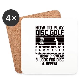 Disc Golf Disc-Golf Frisbee Baum Korb Abwurf - Untersetzer (4er-Set) - Weiß - Vorne