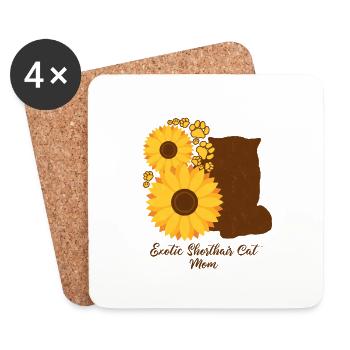 Sunflower Mom - Exotische Kurzhaarkatze - Untersetzer (4er-Set) - Weiß - Vorne