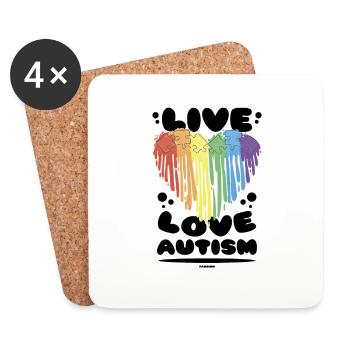 Autism Love Heart Rainbow - Coasters (set of 4) - white - Front