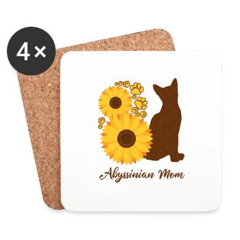 Mère Tournesol - Chat Abyssin - Dessous de verre (lot de 4) - blanc - Devant