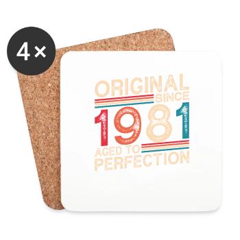 Original seit 1981 Perfekt gealtert - Untersetzer (4er-Set) - Weiß - Vorne
