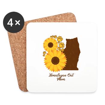 Sonnenblumenmutter - Himalaya-Katze - Untersetzer (4er-Set) - Weiß - Vorne