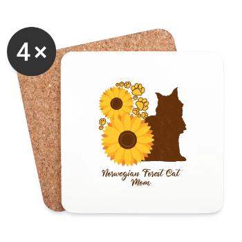 Sunflower Mother - Chat des forêts norvégiennes - Dessous de verre (lot de 4) - blanc - Devant