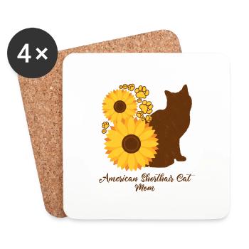 Sunflower Mom - Chat américain à poil court - Dessous de verre (lot de 4) - blanc - Devant