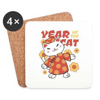 Vietnamese New Year Cat 2023 I Gift - Coasters (set of 4) - white - Front