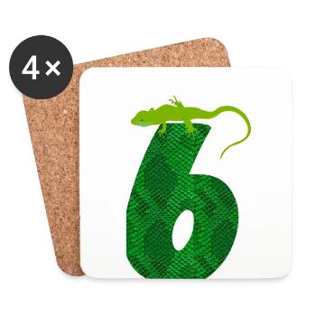 6th Birthday Lizard 6 Reptile Theme Party Six - Coasters (set of 4) - white - Front