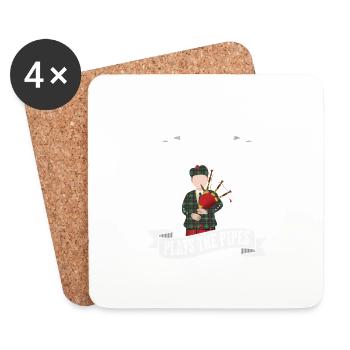 Un vrai Écossais joue de la cornemuse Pipes - Dessous de verre (lot de 4) - blanc - Devant